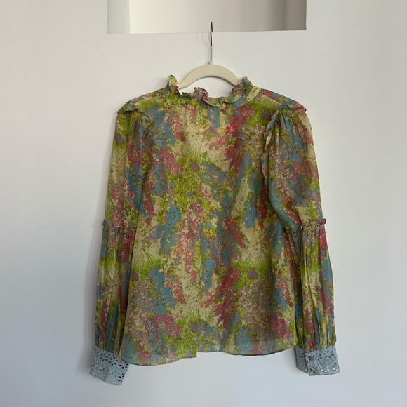 LoveShackFancy Ronalda Blouse in Pastel Fields - Picture 3 of 11